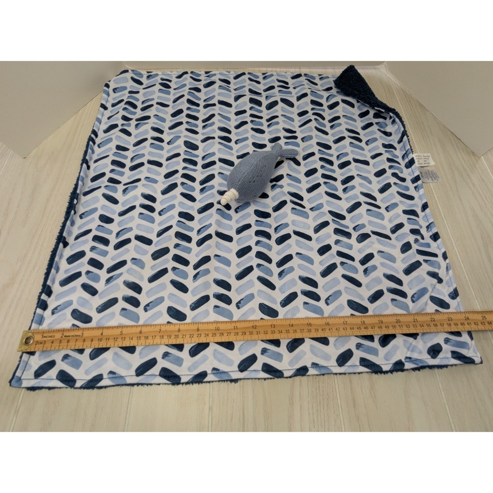 Just Born Narwhal blue large Baby large 24" Security Blanket lovey chevron - Picture 5 of 8